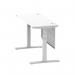 Air Modesty 1400 x 600mm Height Adjustable Office Desk White Top Cable Ports Silver Leg With Silver Steel Modesty Panel HA01370