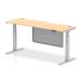 Air 1800 x 600mm Height Adjustable Desk Maple Top Cable Ports Silver Leg With Silver Steel Modesty Panel HA01376