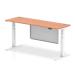 Air 1800 x 600mm Height Adjustable Desk Beech Top Cable Ports White Leg With White Steel Modesty Panel HA01384