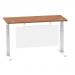 Air 1400 x 600mm Height Adjustable Desk Walnut Top Cable Ports White Leg With White Steel Modesty Panel HA01386