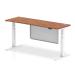 Air 1800 x 600mm Height Adjustable Desk Walnut Top Cable Ports White Leg With White Steel Modesty Panel HA01388