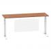 Air 1800 x 600mm Height Adjustable Desk Walnut Top Cable Ports White Leg With White Steel Modesty Panel HA01388