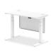 Air 1200 x 600mm Height Adjustable Desk White Top Cable Ports White Leg With White Steel Modesty Panel HA01389