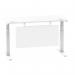 Air Modesty 1400 x 600mm Height Adjustable Office Desk White Top Cable Ports White Leg With White Steel Modesty Panel HA01390