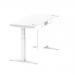 Air 1400 x 600mm Height Adjustable Desk White Top Cable Ports White Leg With White Steel Modesty Panel HA01390