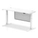 Air 1600 x 600mm Height Adjustable Desk White Top Cable Ports White Leg With White Steel Modesty Panel HA01391