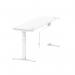 Air Modesty 1800 x 600mm Height Adjustable Office Desk White Top Cable Ports White Leg With White Steel Modesty Panel HA01392