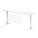 Air Modesty 1800 x 600mm Height Adjustable Office Desk White Top Cable Ports White Leg With White Steel Modesty Panel HA01392