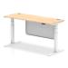 Air 1600 x 600mm Height Adjustable Desk Maple Top Cable Ports White Leg With White Steel Modesty Panel HA01395