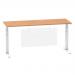 Air 1800 x 600mm Height Adjustable Desk Oak Top Cable Ports White Leg With White Steel Modesty Panel HA01400