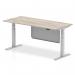 Air Modesty 1800 x 800mm Height Adjustable Office Desk Grey Oak Top Silver Leg With Silver Steel Modesty Panel HA01407