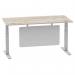 Air Modesty 1600 x 800mm Height Adjustable Office Desk Grey Oak Top Cable Ports Silver Leg With Silver Steel Modesty Panel HA01413