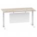 Air Modesty 1600 x 800mm Height Adjustable Office Desk Grey Oak Top Cable Ports White Leg With White Steel Modesty Panel HA01414