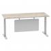 Air Modesty 1800 x 800mm Height Adjustable Office Desk Grey Oak Top Cable Ports Silver Leg With Silver Steel Modesty Panel HA01415