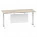 Air Modesty 1800 x 800mm Height Adjustable Office Desk Grey Oak Top Cable Ports White Leg With White Steel Modesty Panel HA01416