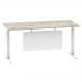 Air 1800 x 800mm Height Adjustable Desk Grey Oak Top Cable Ports White Leg With White Steel Modesty Panel HA01416