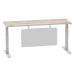 Air Modesty 1800 x 600mm Height Adjustable Office Desk Grey Oak Top Cable Ports Silver Leg With Silver Steel Modesty Panel HA01420