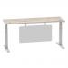 Air 1800 x 600mm Height Adjustable Desk Grey Oak Top Cable Ports Silver Leg With Silver Steel Modesty Panel HA01420