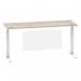 Air Modesty 1800 x 600mm Height Adjustable Office Desk Grey Oak Top Cable Ports White Leg With White Steel Modesty Panel HA01424