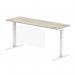 Air Modesty 1800 x 600mm Height Adjustable Office Desk Grey Oak Top Cable Ports White Leg With White Steel Modesty Panel HA01424