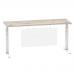 Air 1800 x 600mm Height Adjustable Desk Grey Oak Top Cable Ports White Leg With White Steel Modesty Panel HA01424