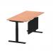 Air 1800 x 800mm Height Adjustable Desk Beech Top Cable Ports Black Leg With Black Steel Modesty Panel HA01448