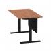 Air Modesty 1400 x 800mm Height Adjustable Office Desk Walnut Top Cable Ports Black Leg With Black Steel Modesty Panel HA01450