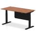 Air 1600 x 800mm Height Adjustable Desk Walnut Top Cable Ports Black Leg With Black Steel Modesty Panel HA01451