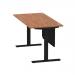 Air 1600 x 800mm Height Adjustable Desk Walnut Top Cable Ports Black Leg With Black Steel Modesty Panel HA01451
