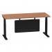 Air Modesty 1800 x 800mm Height Adjustable Office Desk Walnut Top Cable Ports Black Leg With Black Steel Modesty Panel HA01452