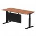 Air Modesty 1800 x 800mm Height Adjustable Office Desk Walnut Top Cable Ports Black Leg With Black Steel Modesty Panel HA01452