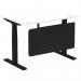Air Modesty 1200 x 800mm Height Adjustable Office Desk White Top Cable Ports Black Leg With Black Steel Modesty Panel HA01453