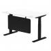 Air Modesty 1400 x 800mm Height Adjustable Office Desk White Top Cable Ports Black Leg With Black Steel Modesty Panel HA01454