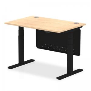Air Modesty 1200 x 800mm Height Adjustable Office Desk Maple Top Cable