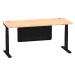 Air Modesty 1800 x 800mm Height Adjustable Office Desk Maple Top Cable Ports Black Leg With Black Steel Modesty Panel HA01460