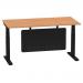 Air 1600 x 800mm Height Adjustable Desk Oak Top Cable Ports Black Leg With Black Steel Modesty Panel HA01463