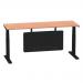 Air 1800 x 600mm Height Adjustable Desk Beech Top Cable Ports Black Leg With Black Steel Modesty Panel HA01468