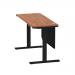 Air 1400 x 600mm Height Adjustable Desk Walnut Top Cable Ports Black Leg With Black Steel Modesty Panel HA01470