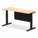 Air Modesty 1600 x 600mm Height Adjustable Office Desk Maple Top Cable Ports Black Leg With Black Steel Modesty Panel HA01479