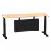 Air Modesty 1800 x 600mm Height Adjustable Office Desk Maple Top Cable Ports Black Leg With Black Steel Modesty Panel HA01480