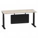 Air Modesty 1800 x 800mm Height Adjustable Office Desk Grey Oak Top Cable Ports Black Leg With Black Steel Modesty Panel HA01492