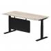 Air Modesty 1800 x 800mm Height Adjustable Office Desk Grey Oak Top Cable Ports Black Leg With Black Steel Modesty Panel HA01492