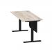Air 1800 x 800mm Height Adjustable Desk Grey Oak Top Cable Ports Black Leg With Black Steel Modesty Panel HA01492