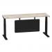 Air 1800 x 600mm Height Adjustable Desk Grey Oak Top Cable Ports Black Leg With Black Steel Modesty Panel HA01496