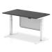 Air Black Series 1400 x 800mm Height Adjustable Desk Black Top with Cable Ports White Leg With White Steel Modesty Panel HA01506