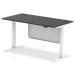 Air Black Series 1600 x 800mm Height Adjustable Desk Black Top with Cable Ports White Leg With White Steel Modesty Panel HA01507