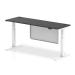 Air Black Series 1800 x 600mm Height Adjustable Desk Black Top with Cable Ports White Leg With White Steel Modesty Panel HA01512
