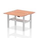 Air Back-to-Back 1200 x 600mm Height Adjustable 2 Person Bench Desk Beech Top with Cable Ports Silver Frame HA01532