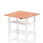 Air Back-to-Back 1200 x 600mm Height Adjustable 2 Person Bench Desk Beech Top with Cable Ports White Frame HA01534
