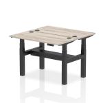 Air Back-to-Back 1200 x 600mm Height Adjustable 2 Person Bench Desk Grey Oak Top with Cable Ports Black Frame HA01536